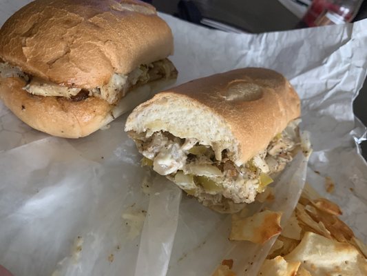 Chicken roll and hash browns